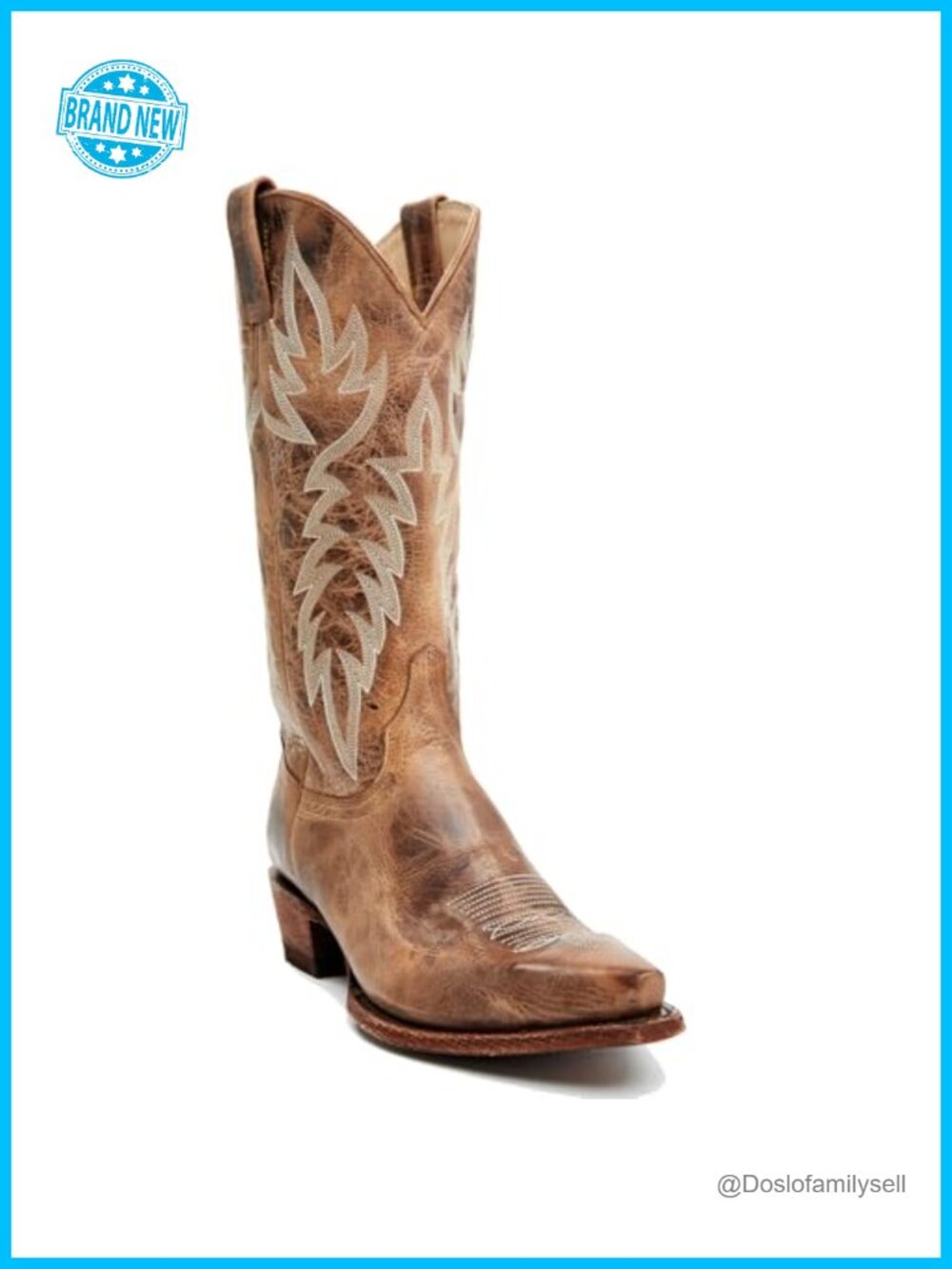 Women's Faux Leather Cowboy Boots Embroidered Chunky Heel Mid Calf Pull On